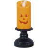 BOUGIE LED CYLINDRIQUE SOCLE PILIER 12CM ORANGE
