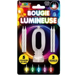 BOUGIE LUMINEUSE CHIFFRE 0 LED CLIGNOTANT 7CM