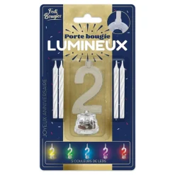 BOUGIE LUMINEUSE CHIFFRE 2 LED CLIGNOTANT 7CM