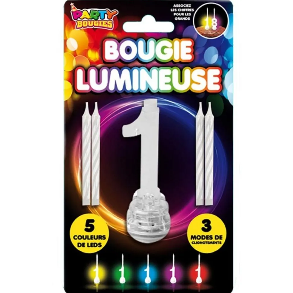 BOUGIE LUMINEUSE CHIFFRE 1 LED CLIGNOTANT 7CM