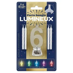 BOUGIE LUMINEUSE CHIFFRE 6 LED CLIGNOTANT 7CM