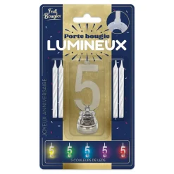 BOUGIE LUMINEUSE CHIFFRE 5 LED CLIGNOTANT 7CM