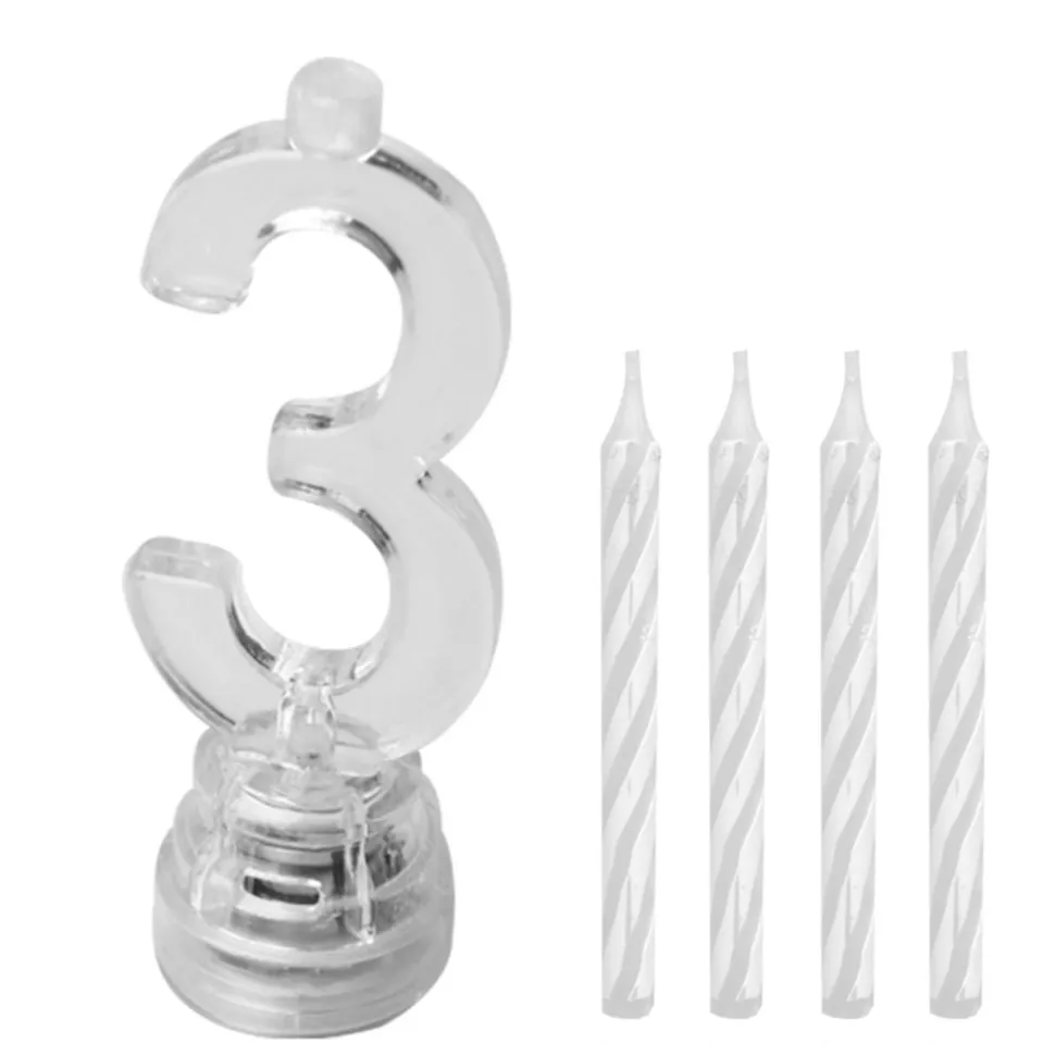 BOUGIE LUMINEUSE CHIFFRE 3 LED CLIGNOTANT 7CM