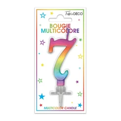 BOUGIE MÉTALLIQUE MULTICOLORE CHIFFRE 7