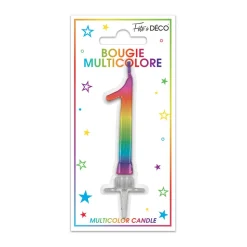 BOUGIE MÉTALLIQUE MULTICOLORE CHIFFRE 1