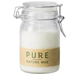 BOUGIE NATURELLE CIRE OLIVE BOCAL 12CM 30H BLANC