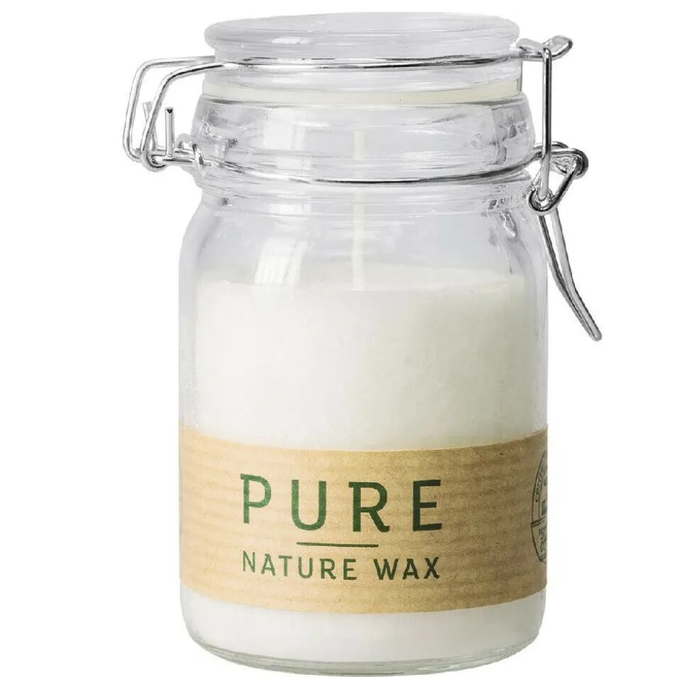 BOUGIE NATURELLE CIRE OLIVE BOCAL 12CM 30H BLANC