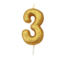 BOUGIE OR PAILLETTÉ CHIFFRE 3