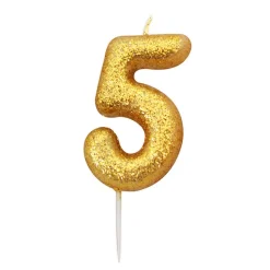 BOUGIE OR PAILLETTÉ CHIFFRE 5