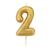 BOUGIE OR PAILLETTÉ CHIFFRE 2