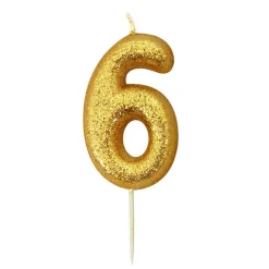 BOUGIE OR PAILLETTÉ CHIFFRE 6