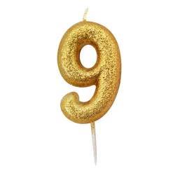 BOUGIE OR PAILLETTÉ CHIFFRE 9