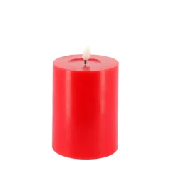 BOUGIE PILIER CIRE GLOSSY FLAMME LED 7X10CM ROUGE