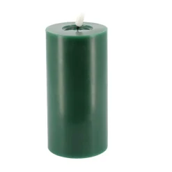 BOUGIE PILIER CIRE GLOSSY FLAMME LED 7X15CM VERT