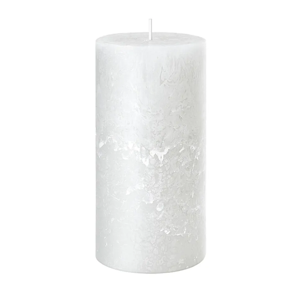BOUGIE PILIER CIRE RUSTIQUE 11X7CM 51H BLANC