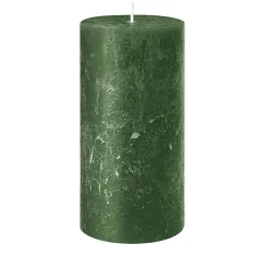 BOUGIE PILIER CIRE RUSTIQUE 14X7CM 69H VERT FONÇÉ