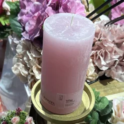 BOUGIE PILIER CIRE RUSTIQUE 14X7CM 69H ROSE ANTIQUE