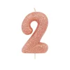 BOUGIE ROSE GOLD PAILLETTÉ CHIFFRE 2
