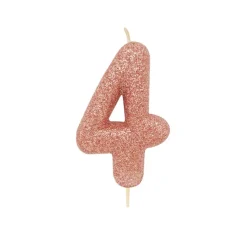 BOUGIE ROSE GOLD PAILLETTÉ CHIFFRE 4