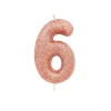 BOUGIE ROSE GOLD PAILLETTÉ CHIFFRE 6