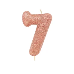 BOUGIE ROSE GOLD PAILLETTÉ CHIFFRE 7