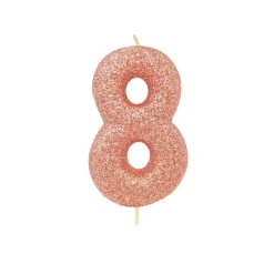 BOUGIE ROSE GOLD PAILLETTÉ CHIFFRE 8