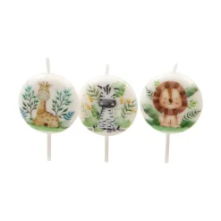 3 BOUGIES ANNIMAUX DE LA SAVANE 3.5X0.8CM