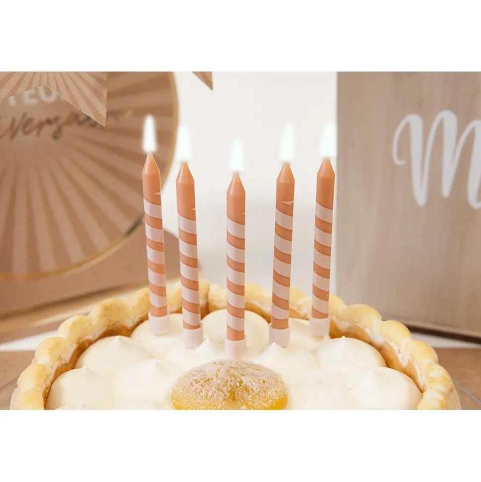 10 BOUGIES ANNIVERSAIRE ÉCLAT AVEC BOBÈCHES 7.8CM