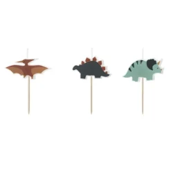 3 BOUGIES ANNIVERSAIRE DINOSAURE JURASSIQUE 3CM