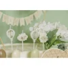 5 BOUGIES ANNIVERSAIRE MONTGOLFIÈRE 3CM TAUPE VERT