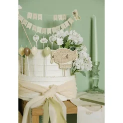 5 BOUGIES ANNIVERSAIRE MONTGOLFIÈRE 3CM TAUPE VERT