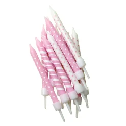 12 BOUGIES ANNIVERSAIRE ROSE PASTEL