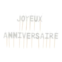 BOUGIES ANNIVERSAIRE SUR PIC ARGENT PAILLETÉ