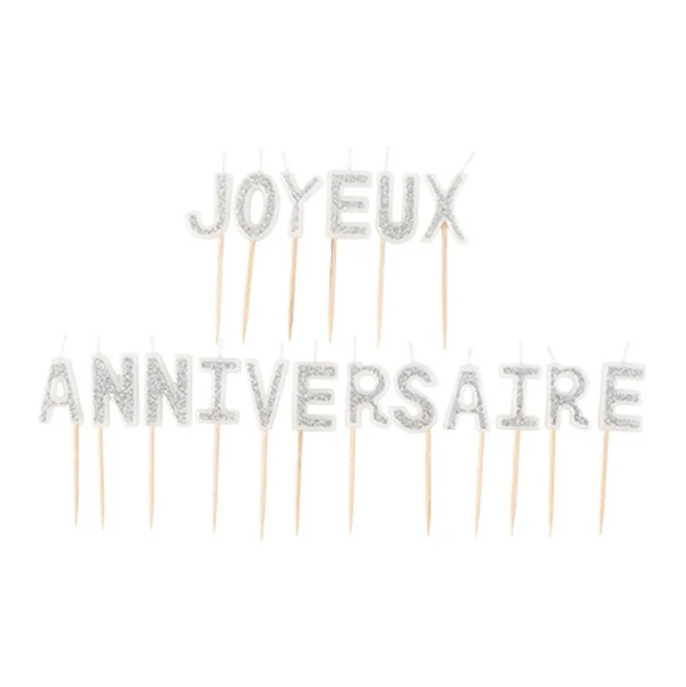 BOUGIES ANNIVERSAIRE SUR PIC ARGENT PAILLETÉ