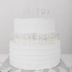 BOUGIES ANNIVERSAIRE SUR PIC ARGENT PAILLETÉ