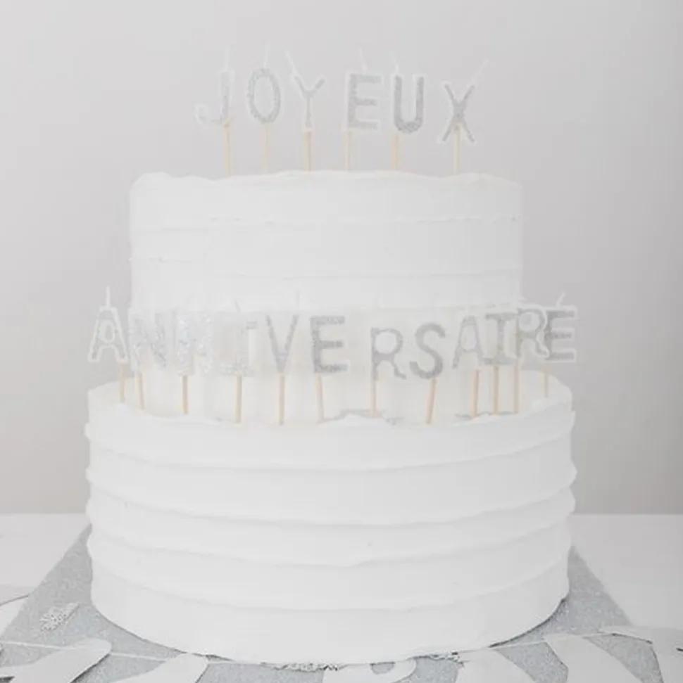 BOUGIES ANNIVERSAIRE SUR PIC ARGENT PAILLETÉ