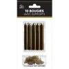 10 BOUGIES AVEC SUPPORTS GATSBY 7.5CM OR NOIR