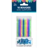 10 BOUGIES AVEC SUPPORTS TROPICAL 7.5CM COLORÉ