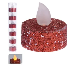 6 BOUGIES CHAUFFE-PLAT LED BLANC CHAUD 3.8CM ROUGE