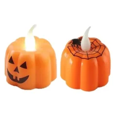 2 BOUGIES CHAUFFE-PLAT LED CITROUILLE 3.5CM ORANGE