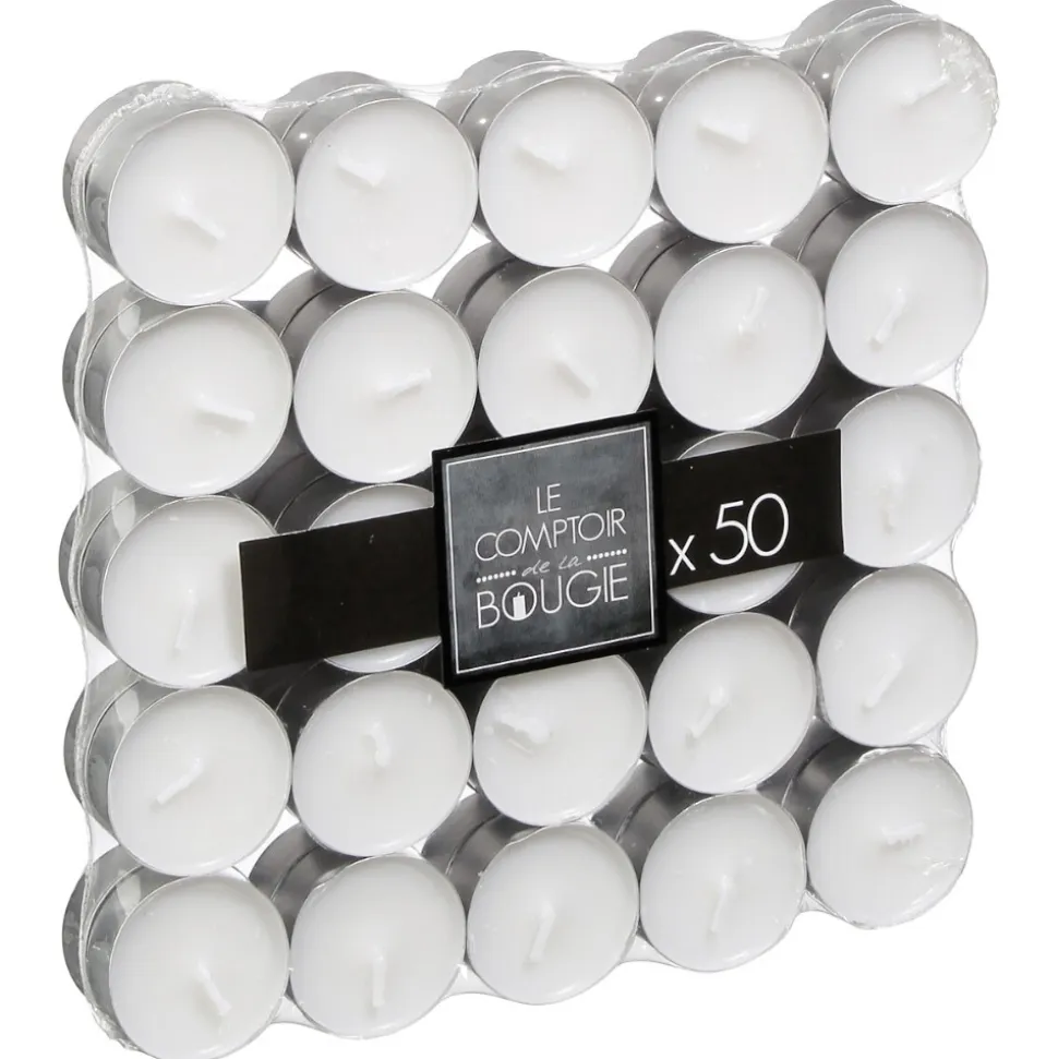 50 BOUGIES CHAUFFE-PLATS BASIQUE 4H 3.8CM BLANC