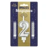 BOUGIES CHIFFRE 2 MÈCHE MAGIQUE 11CM BLANC