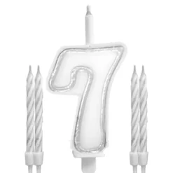 BOUGIES CHIFFRE 7 MÈCHE MAGIQUE 11CM BLANC