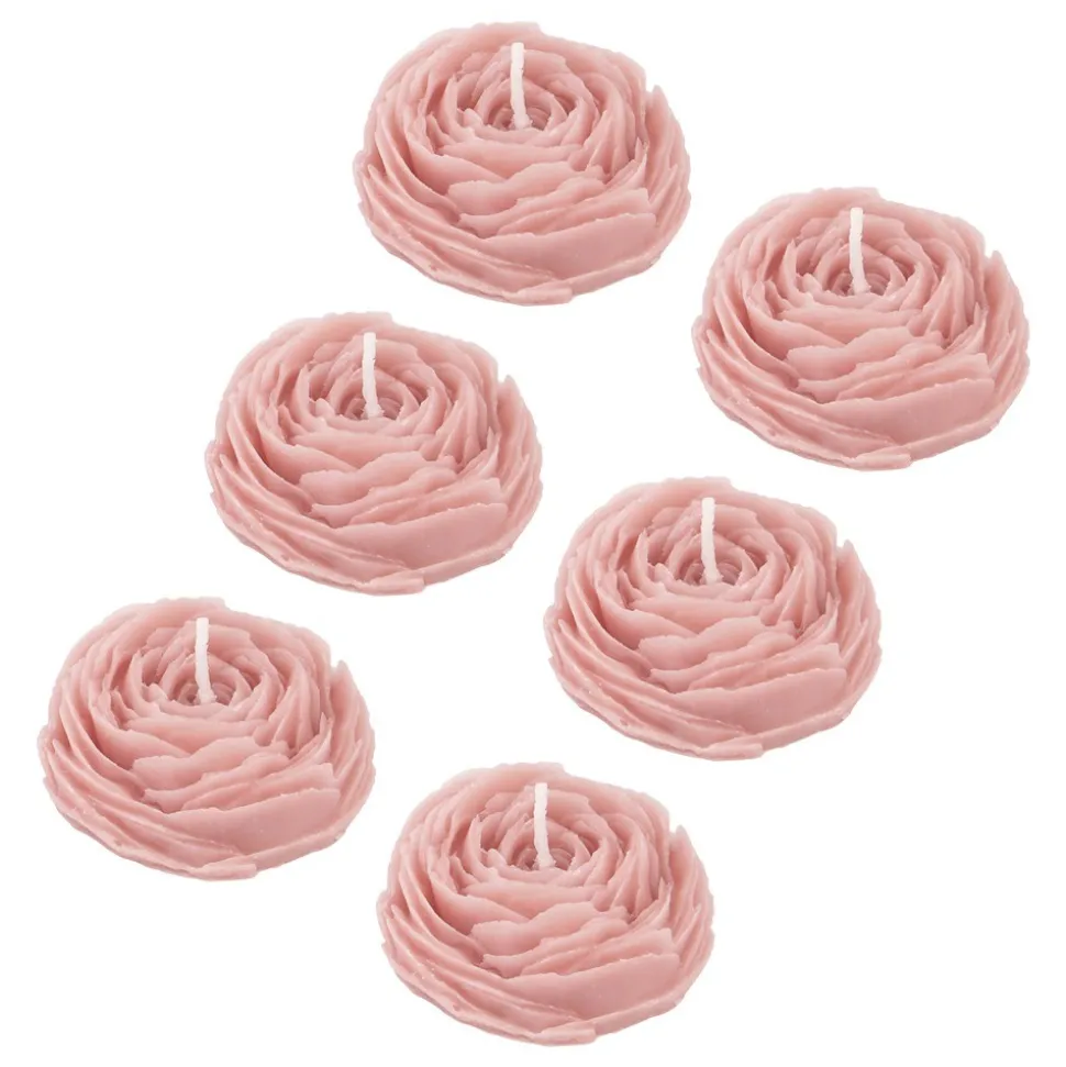 6 BOUGIES CIRE CAMÉLIA 5.8X2.4CM ROSE