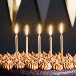 6 BOUGIES CIRE LISSE ANNIVERSAIRE 6CM OR MÉTAL