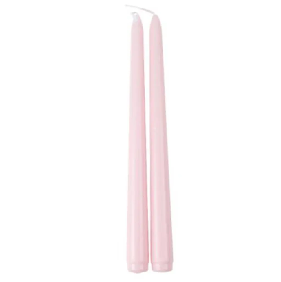 2 BOUGIES FLAMBEAU CONIQUES 25CM 7H ROSE POUDRÉ