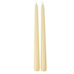 2 BOUGIES FLAMBEAU CONIQUES 25CM 7H JAUNE PÂLE