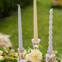 2 BOUGIES FLAMBEAU CONIQUES 25CM 7H JAUNE PÂLE