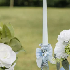 2 BOUGIES FLAMBEAU CONIQUES 25CM 7H BLEU CIEL