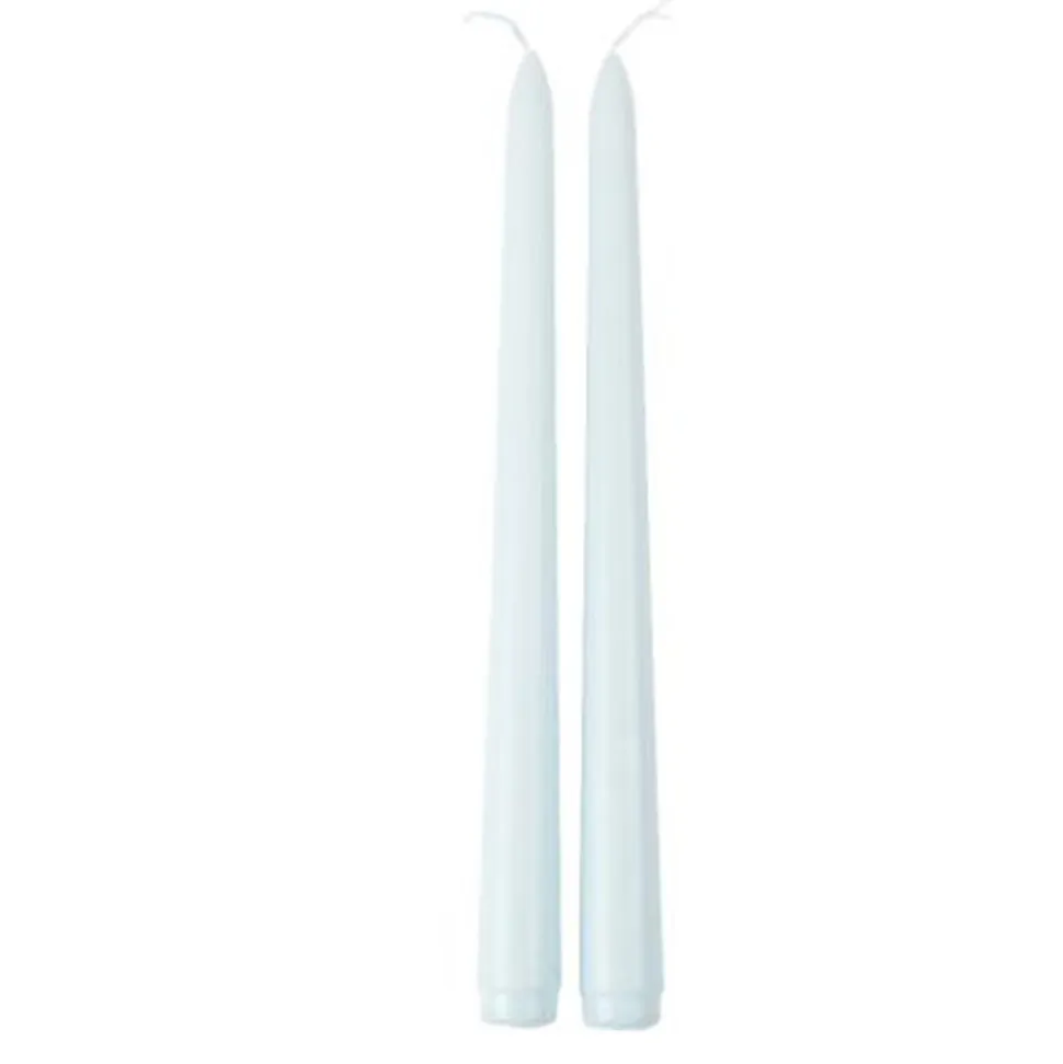 2 BOUGIES FLAMBEAU CONIQUES 25CM 7H BLEU CIEL
